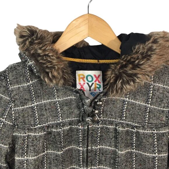 C6 Women’s ROXY Surfing Brand Faux Fur Full Zip WOOL Blend Hoodie Jacket S - Picture 2 of 4